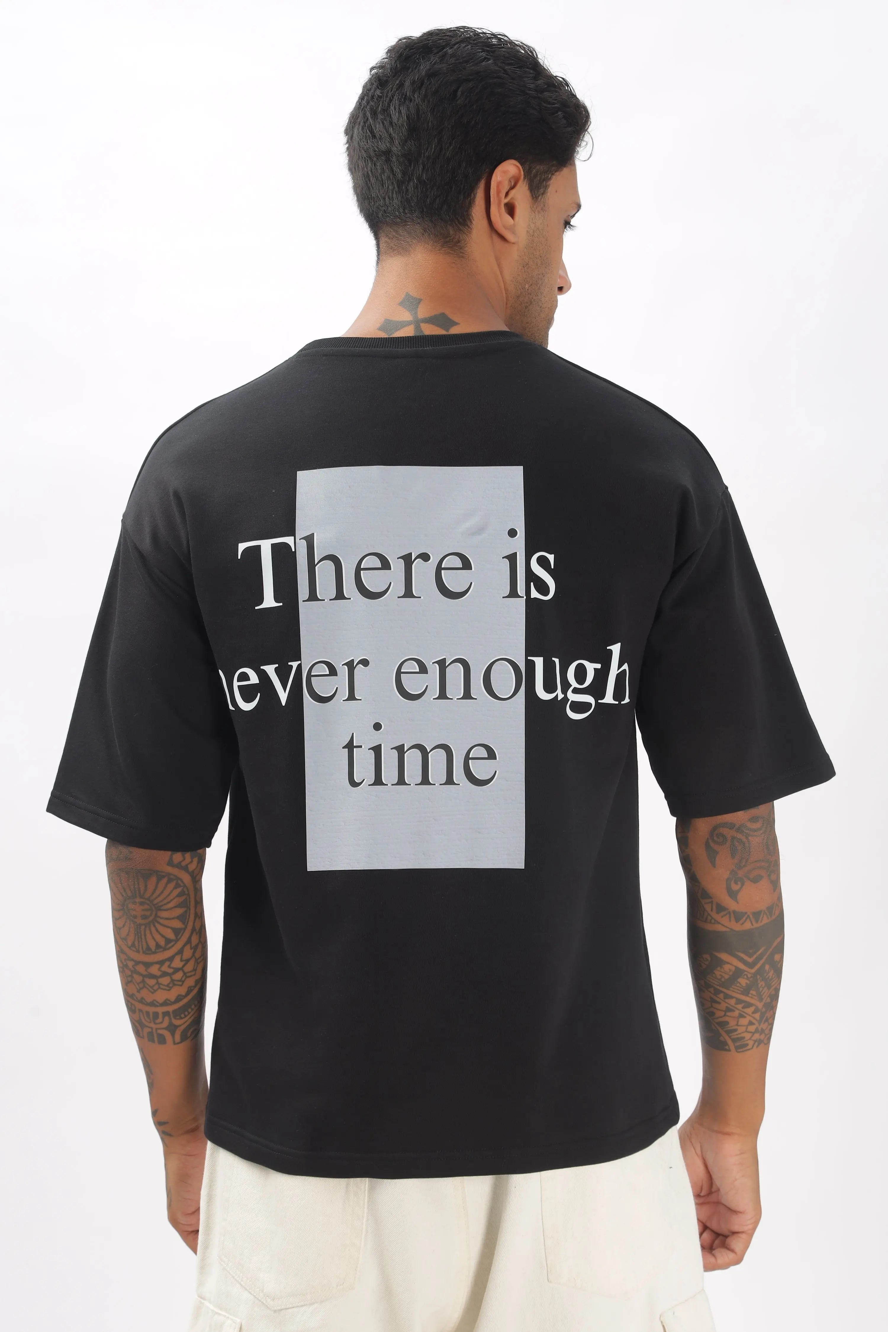 Never Enough Time Oversized Black T-Shirt - Diolay