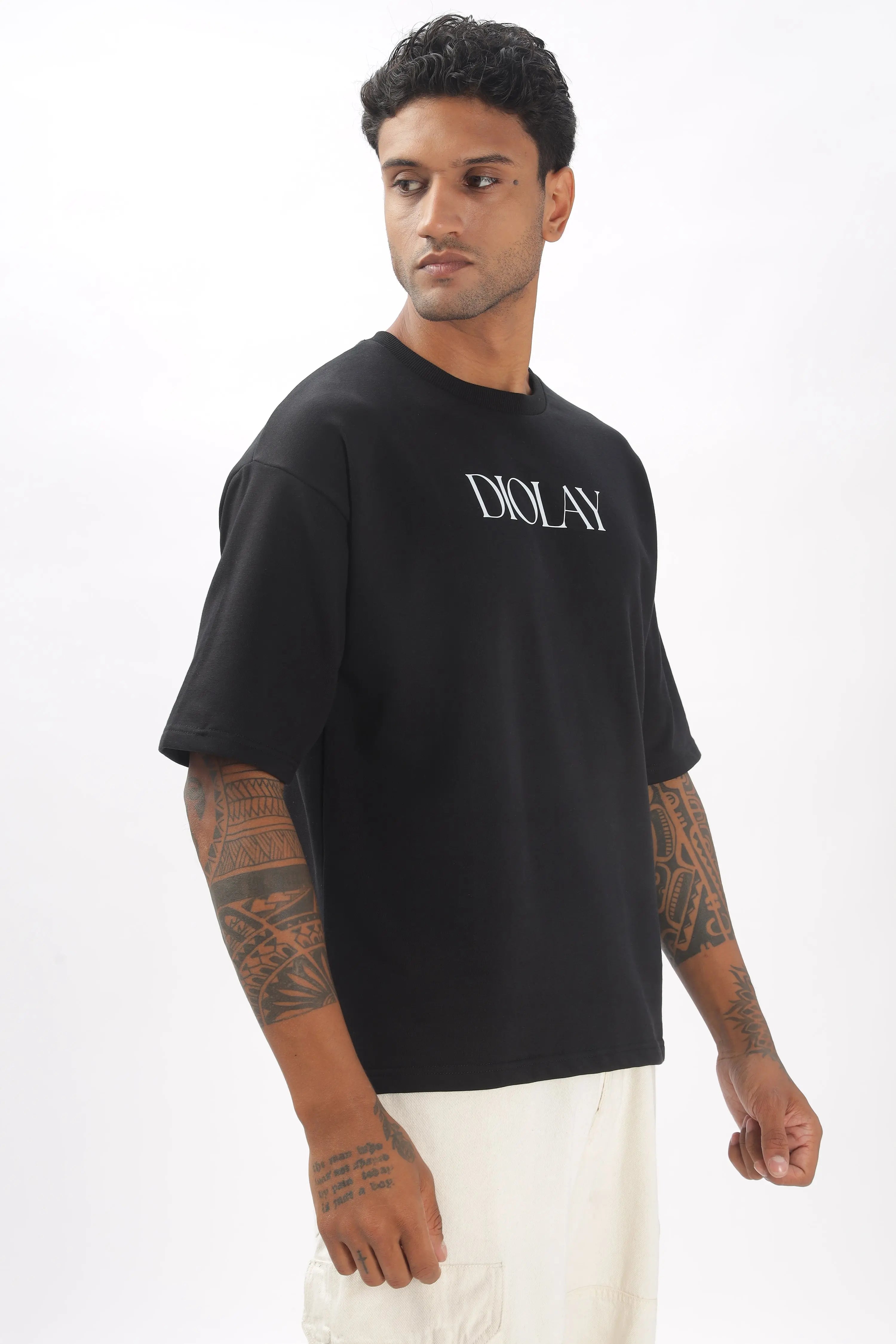 Never Enough Time Oversized Black T-Shirt - Diolay