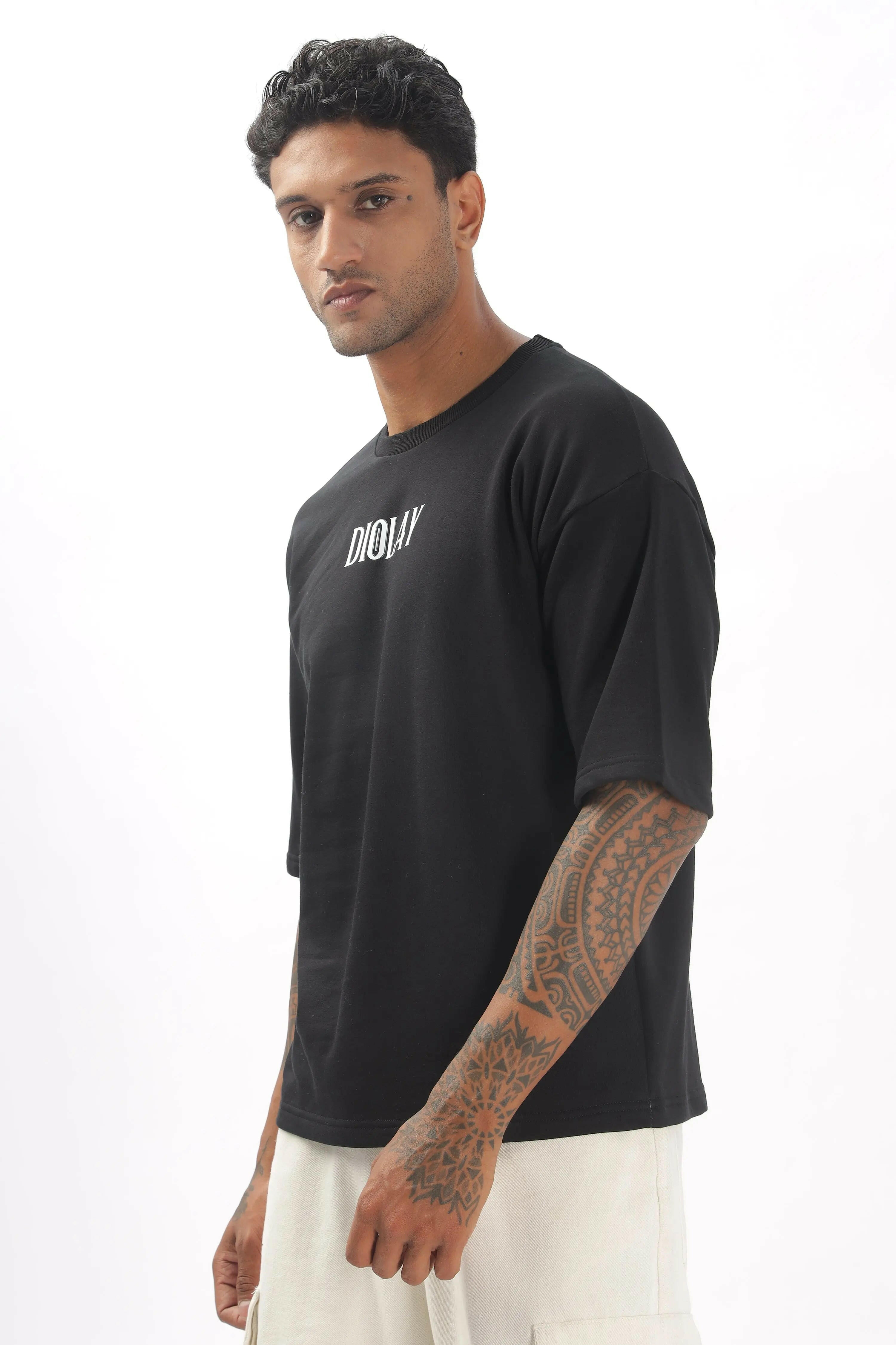 Bloom Oversized Black T-Shirt - Diolay