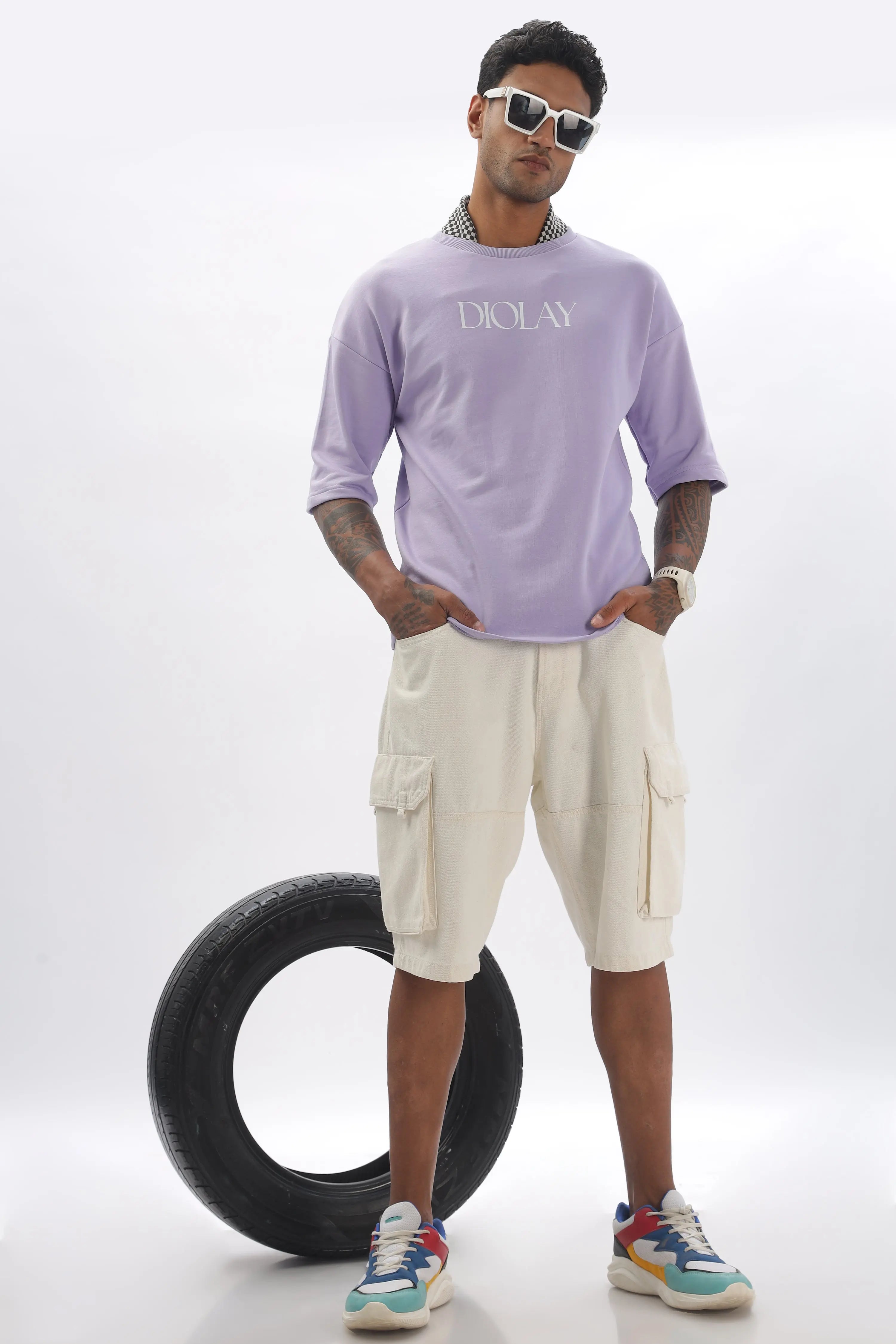 San Bernardinio Oversized Lavender T-Shirt - Diolay