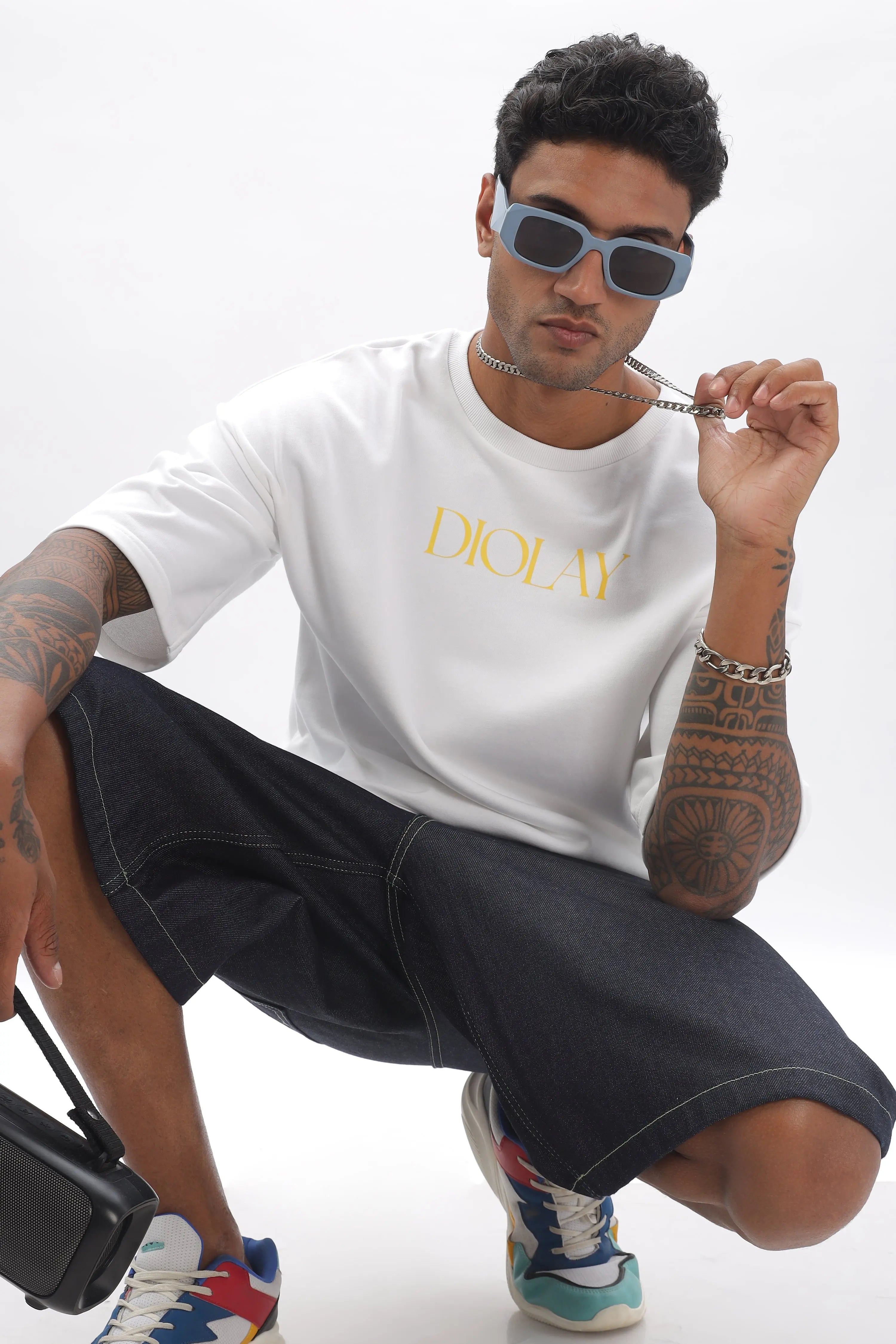 Dice Oversized White T-Shirt - Diolay