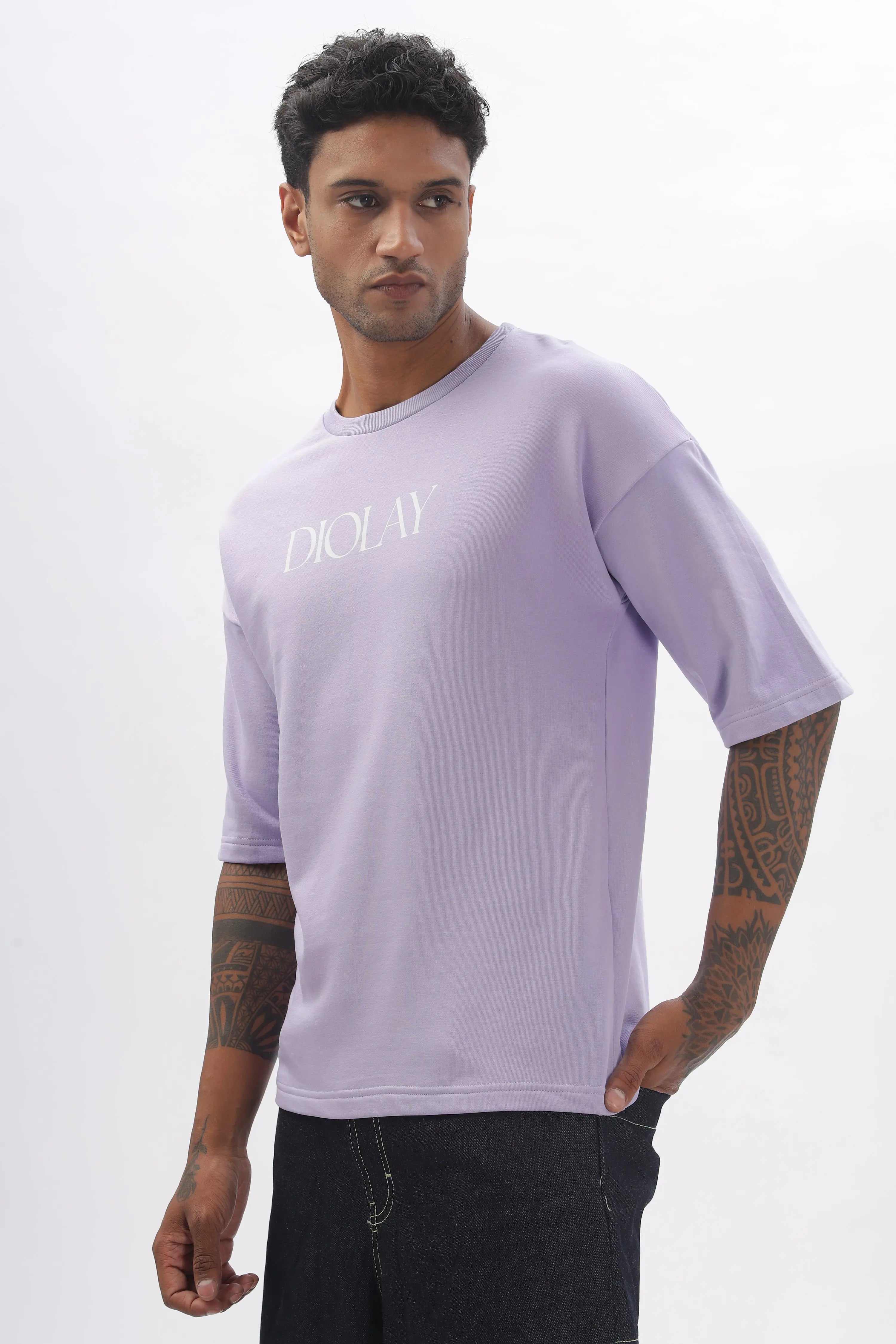 Deception Oversized Lavender T-Shirt - Diolay