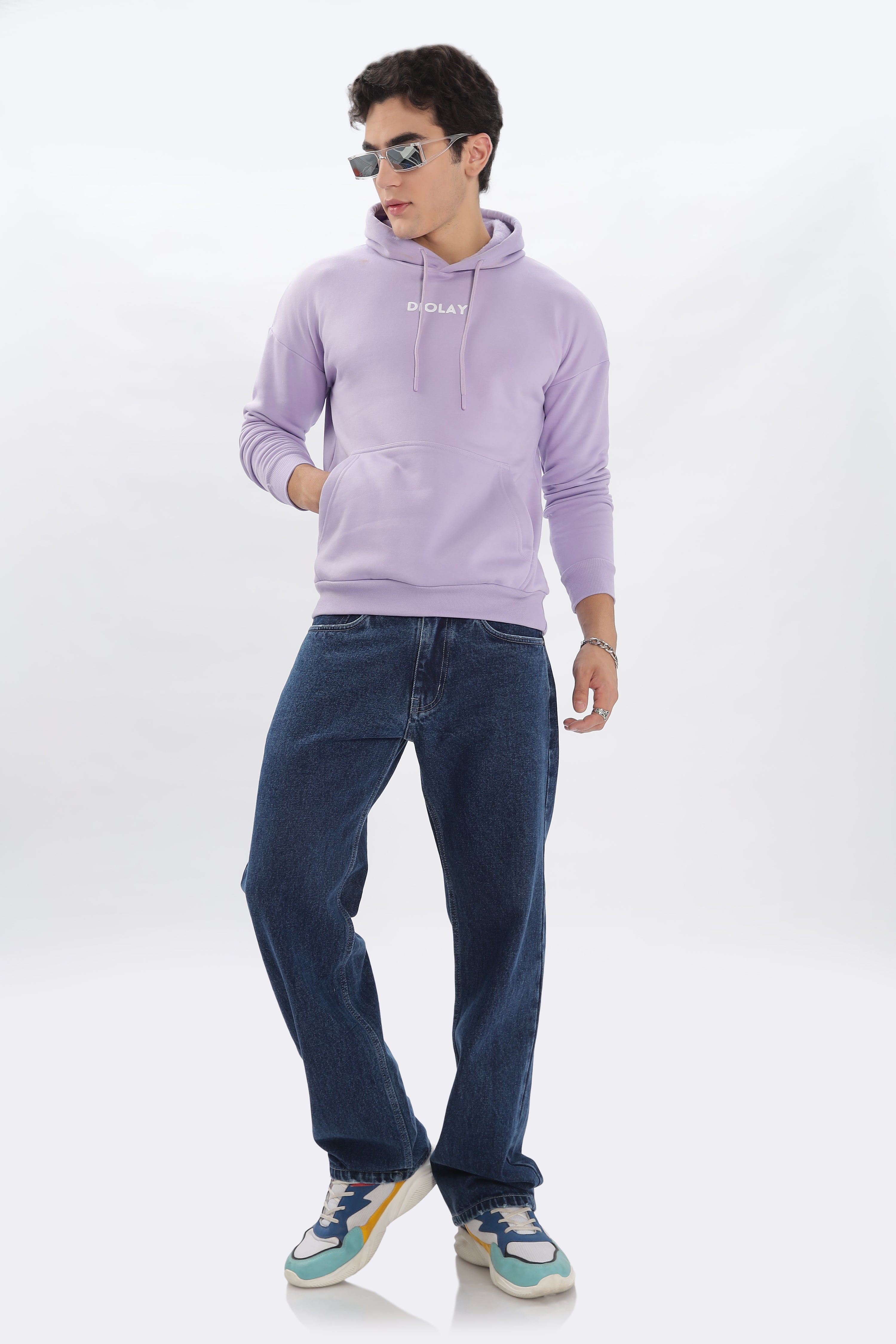 Solid Oversized Fit Lavender Hoodie