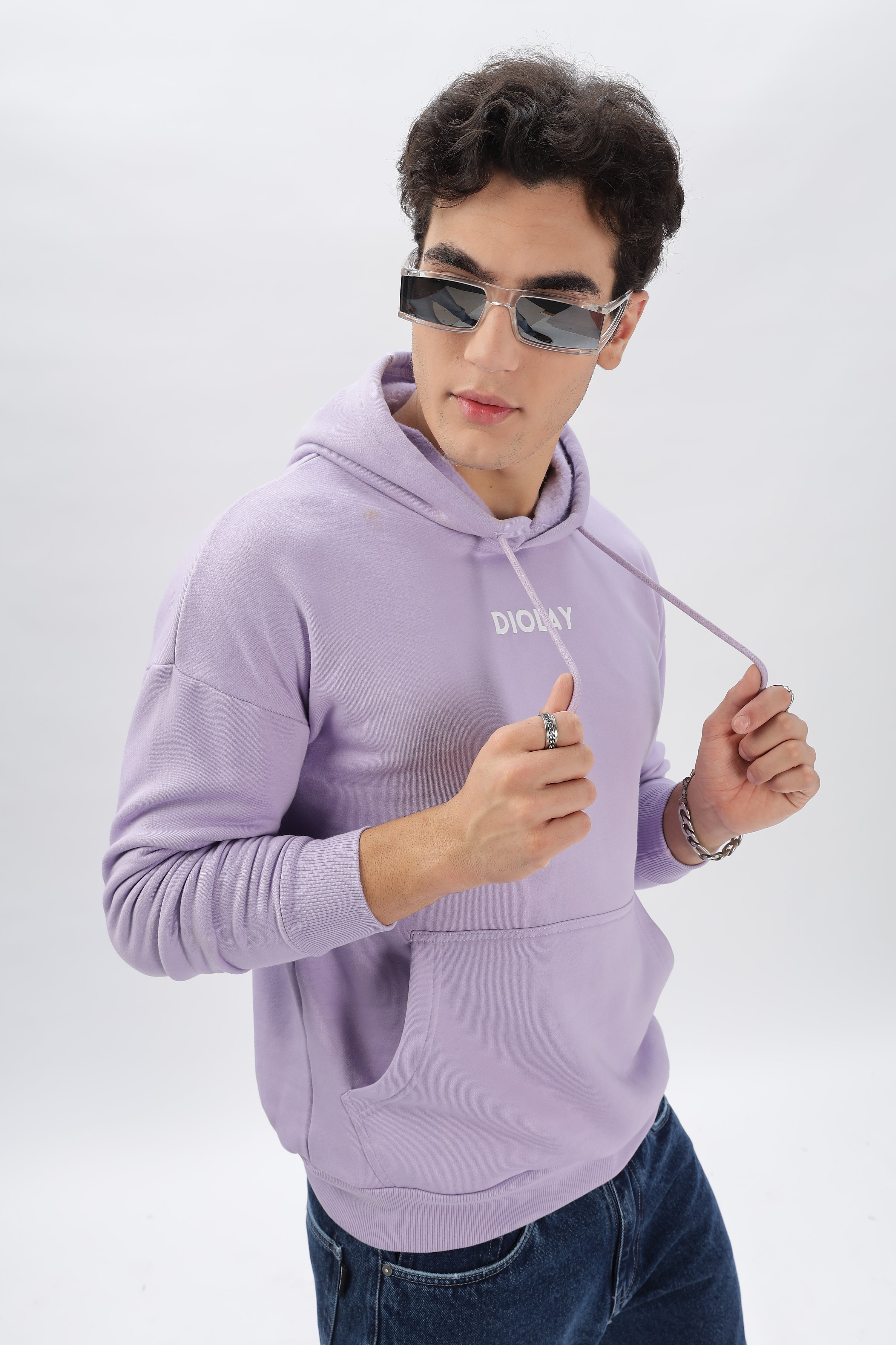 Solid Oversized Fit Lavender Hoodie