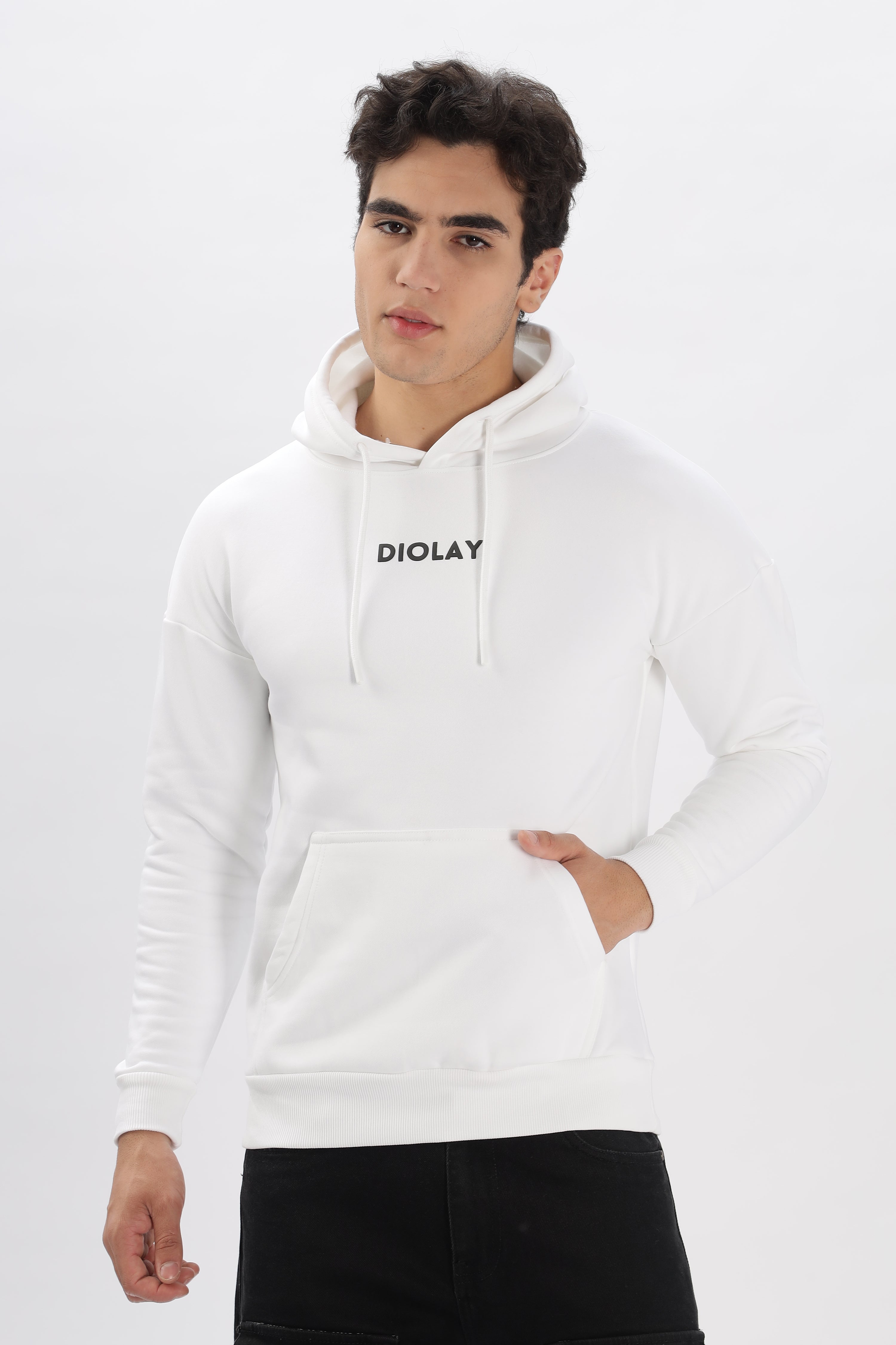 Solid Oversized Fit White Hoodie