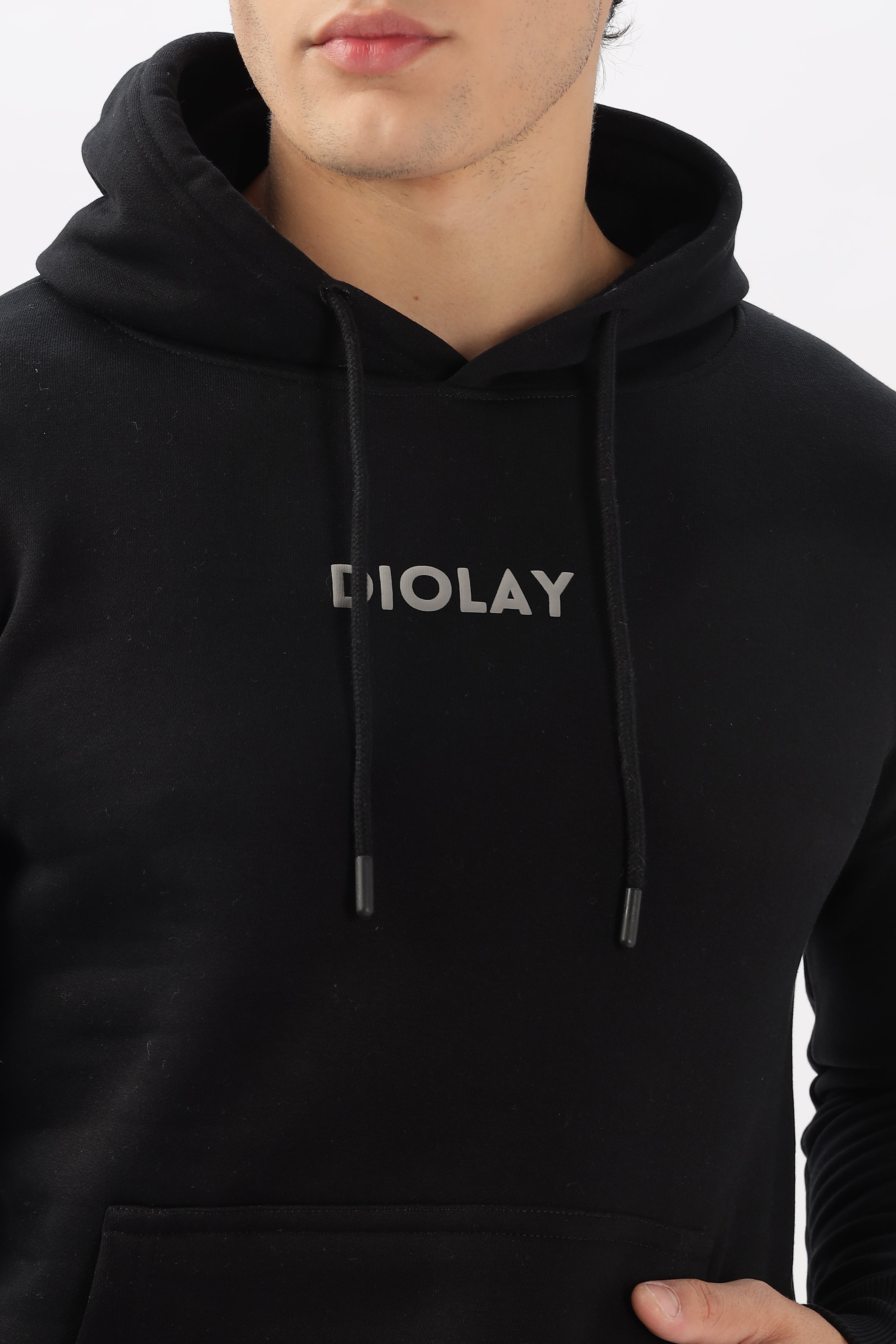 Solid Oversized Fit Black Hoodie