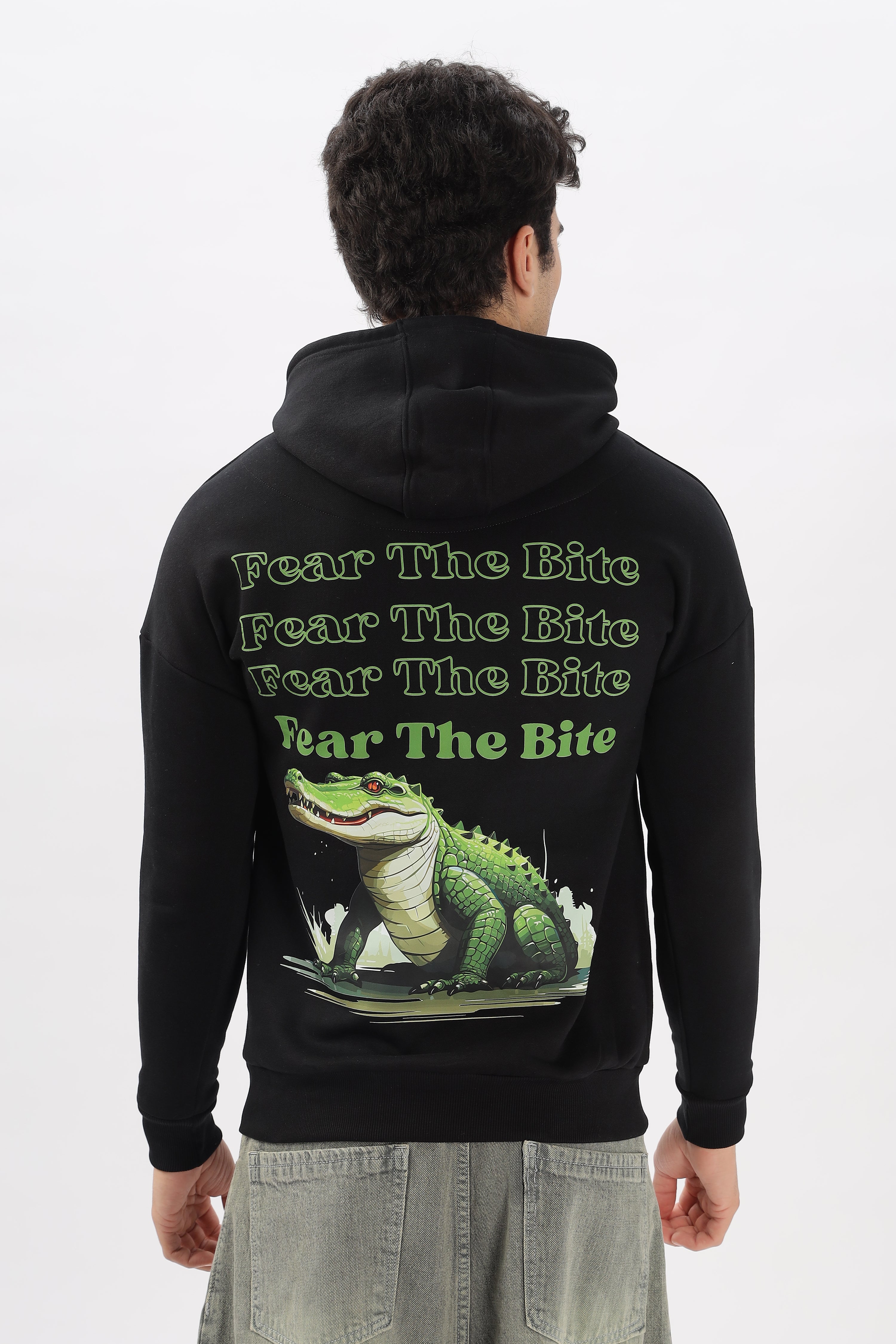 Fear The Bite Oversized Black Hoodie