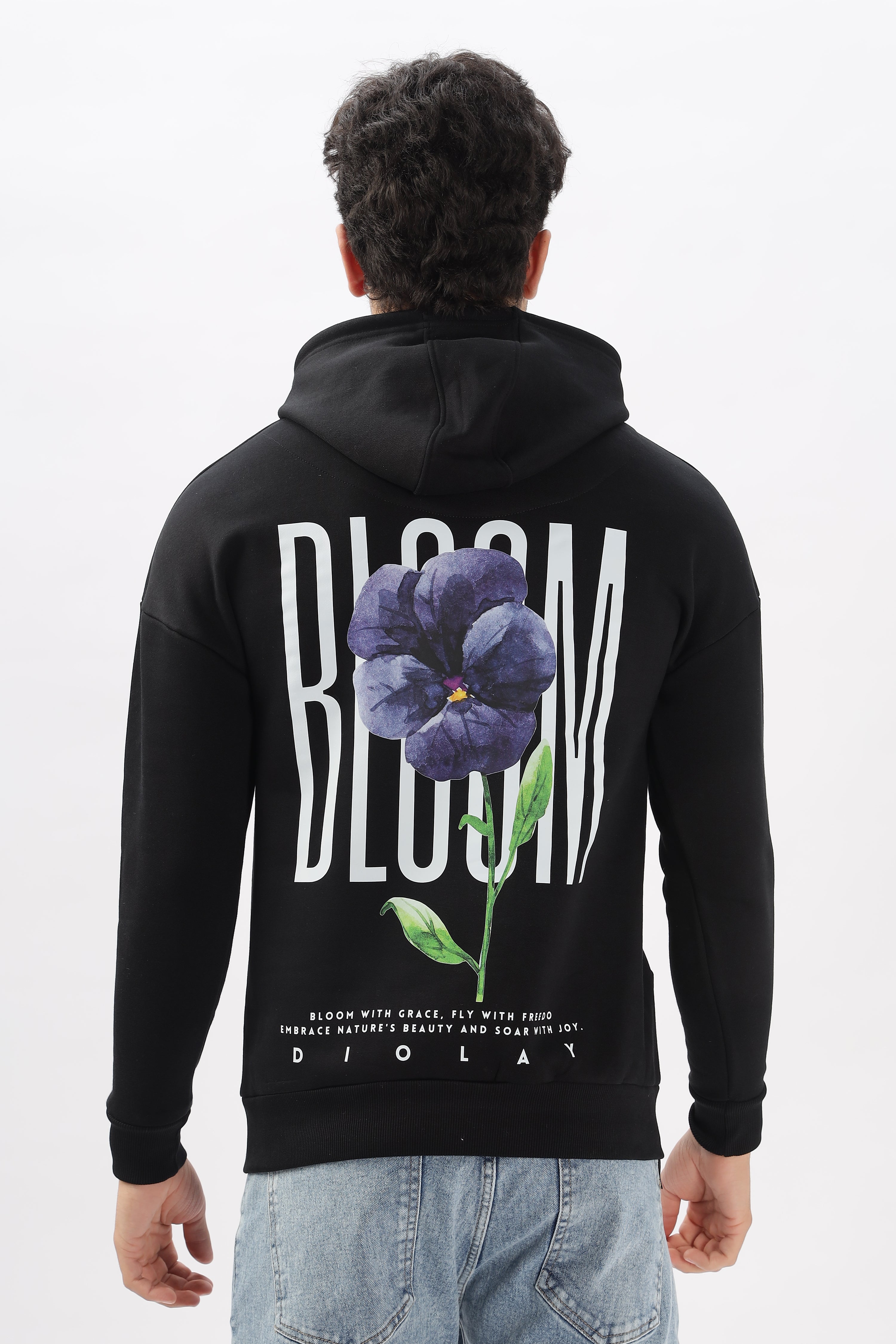 Bloom With Grace Oversized Black Hoodie