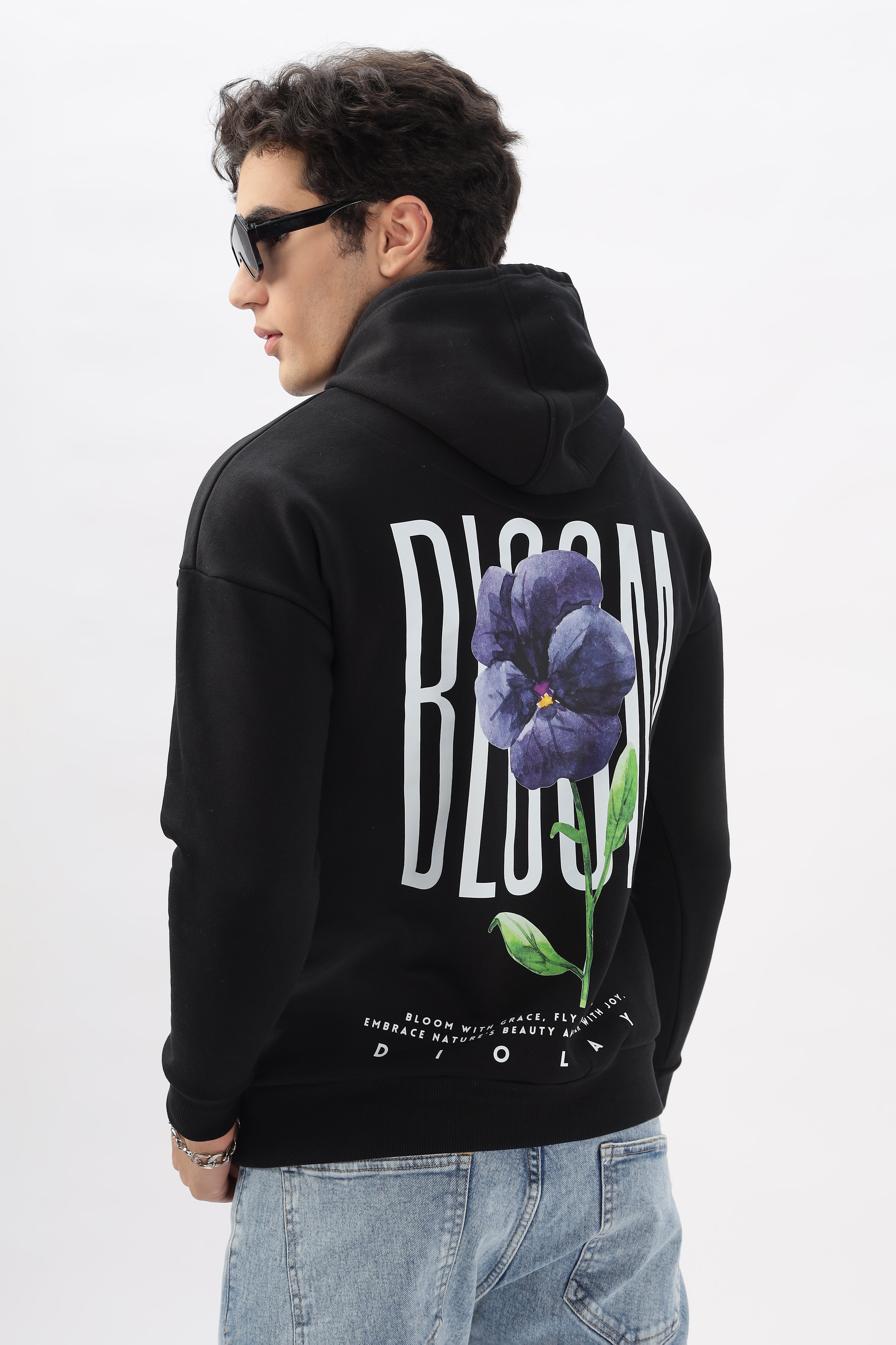 Bloom With Grace Oversized Black Hoodie