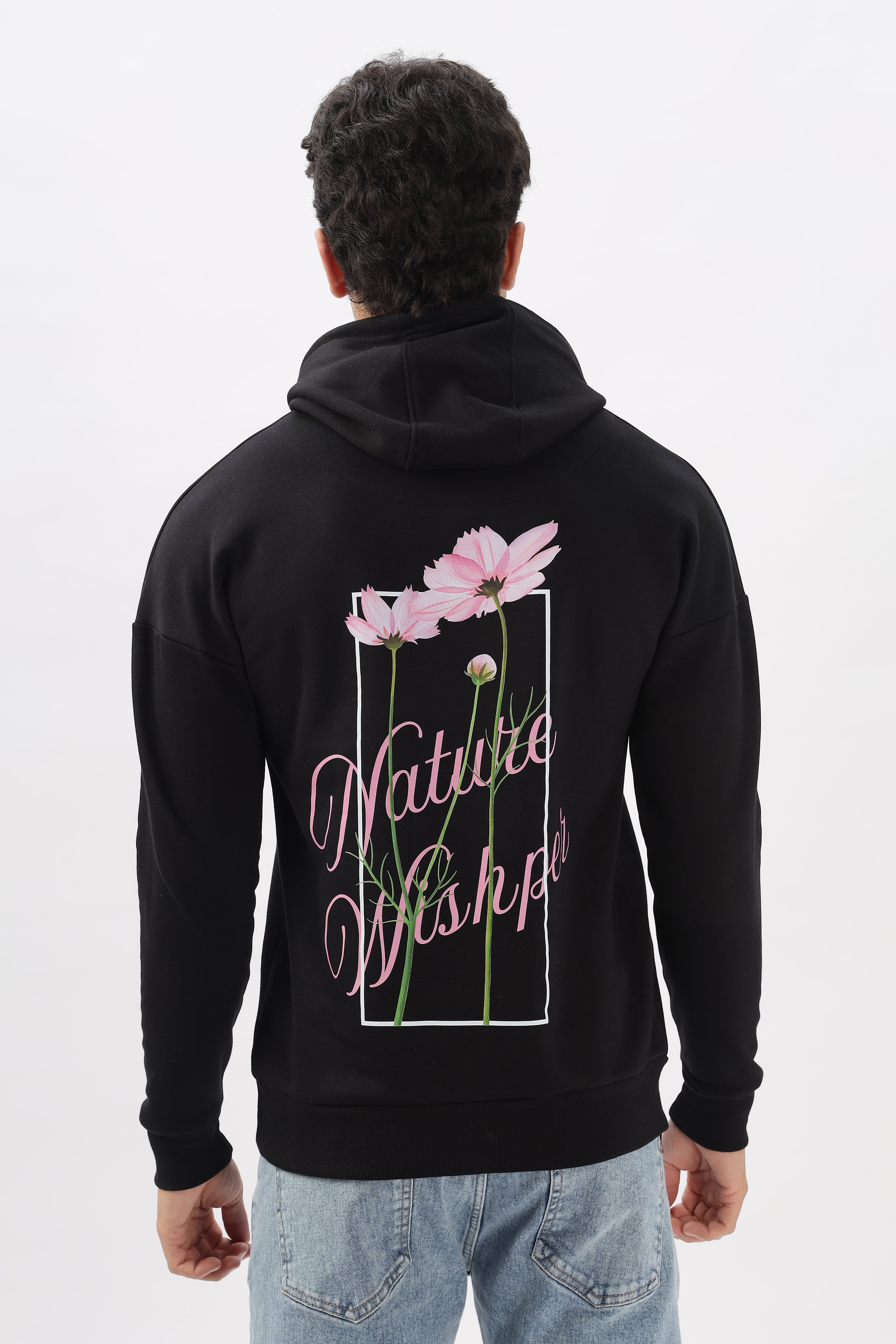 Nature Wishper Oversized Black Hoodie