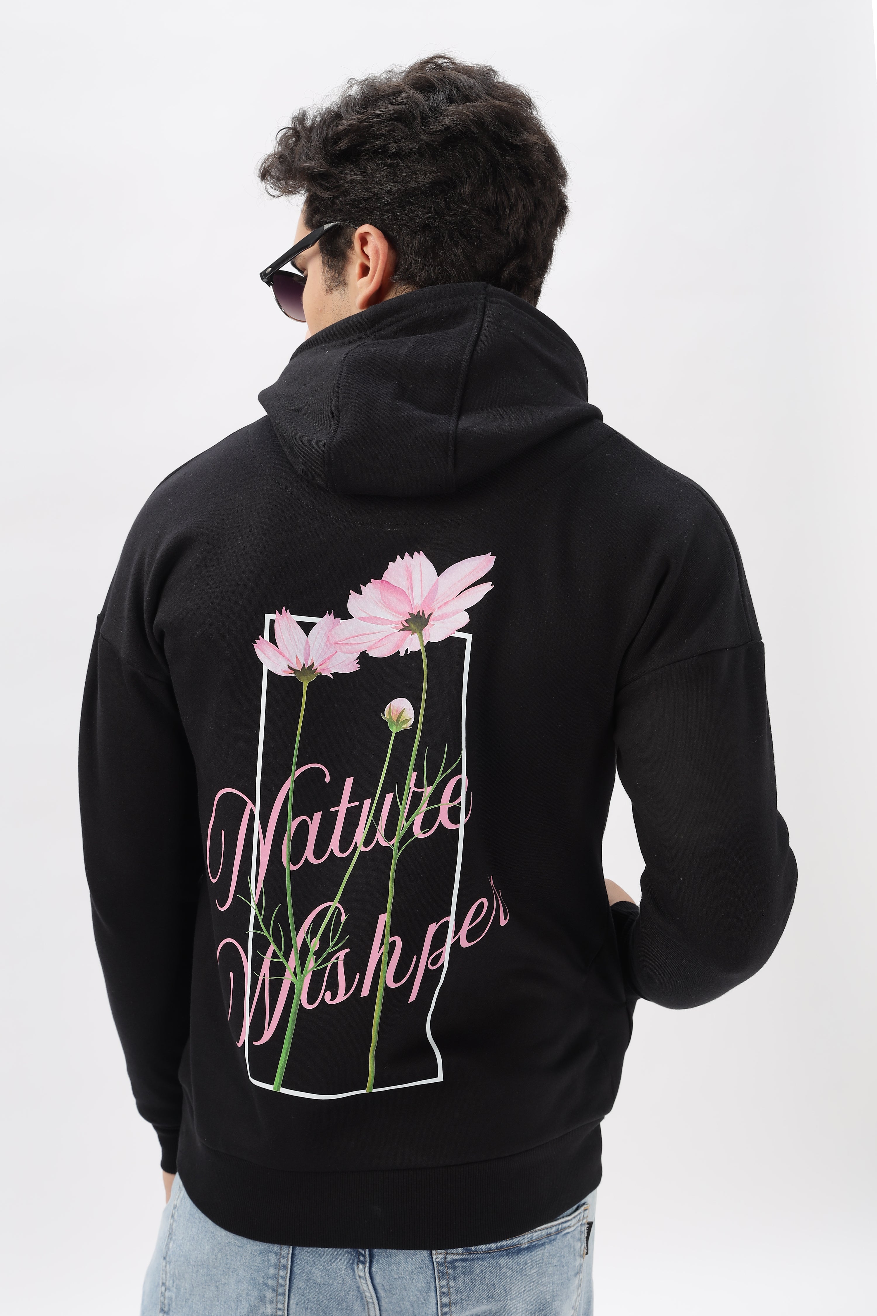 Nature Wishper Oversized Black Hoodie