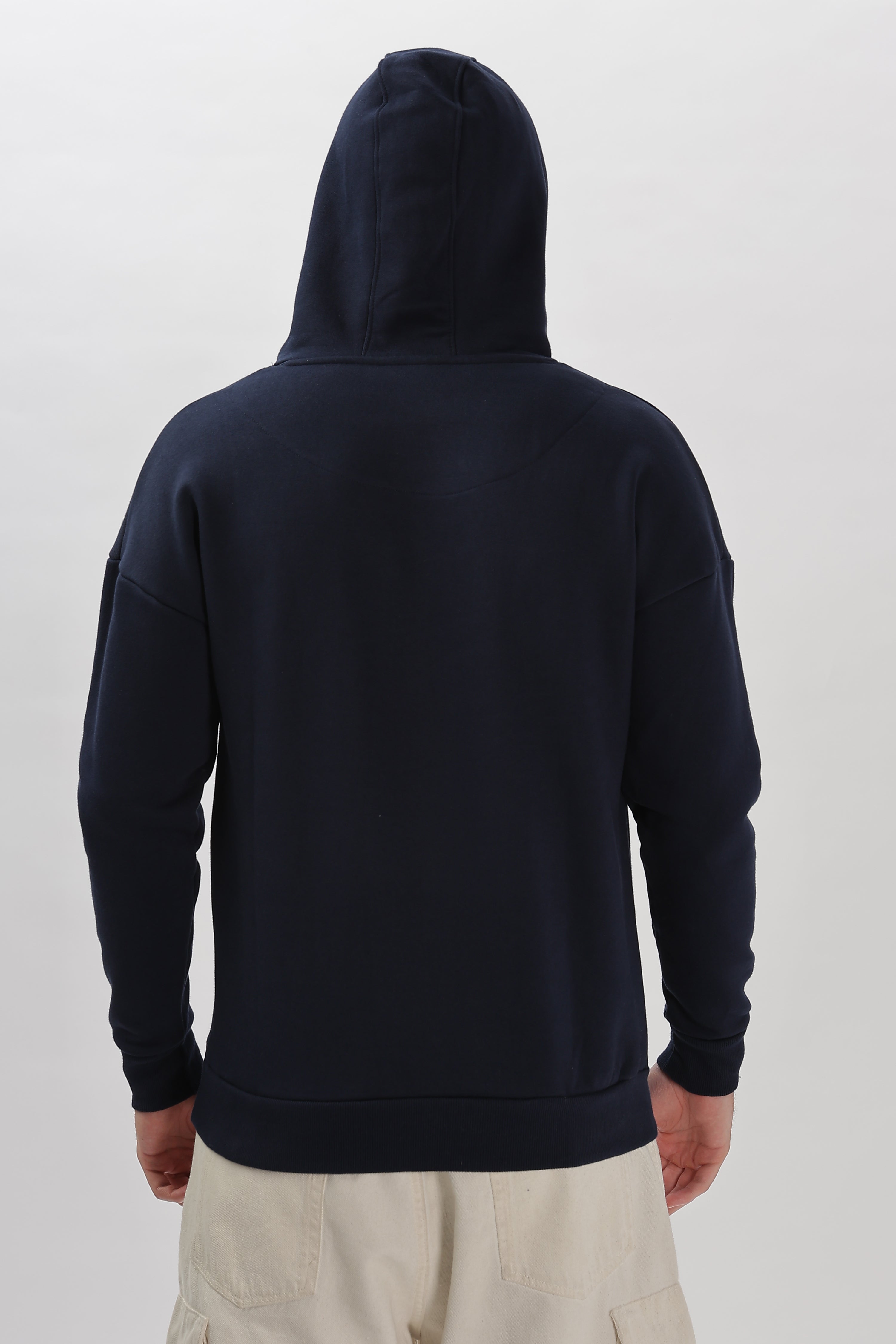 Solid Oversized Fit Navy Blue Hoodie