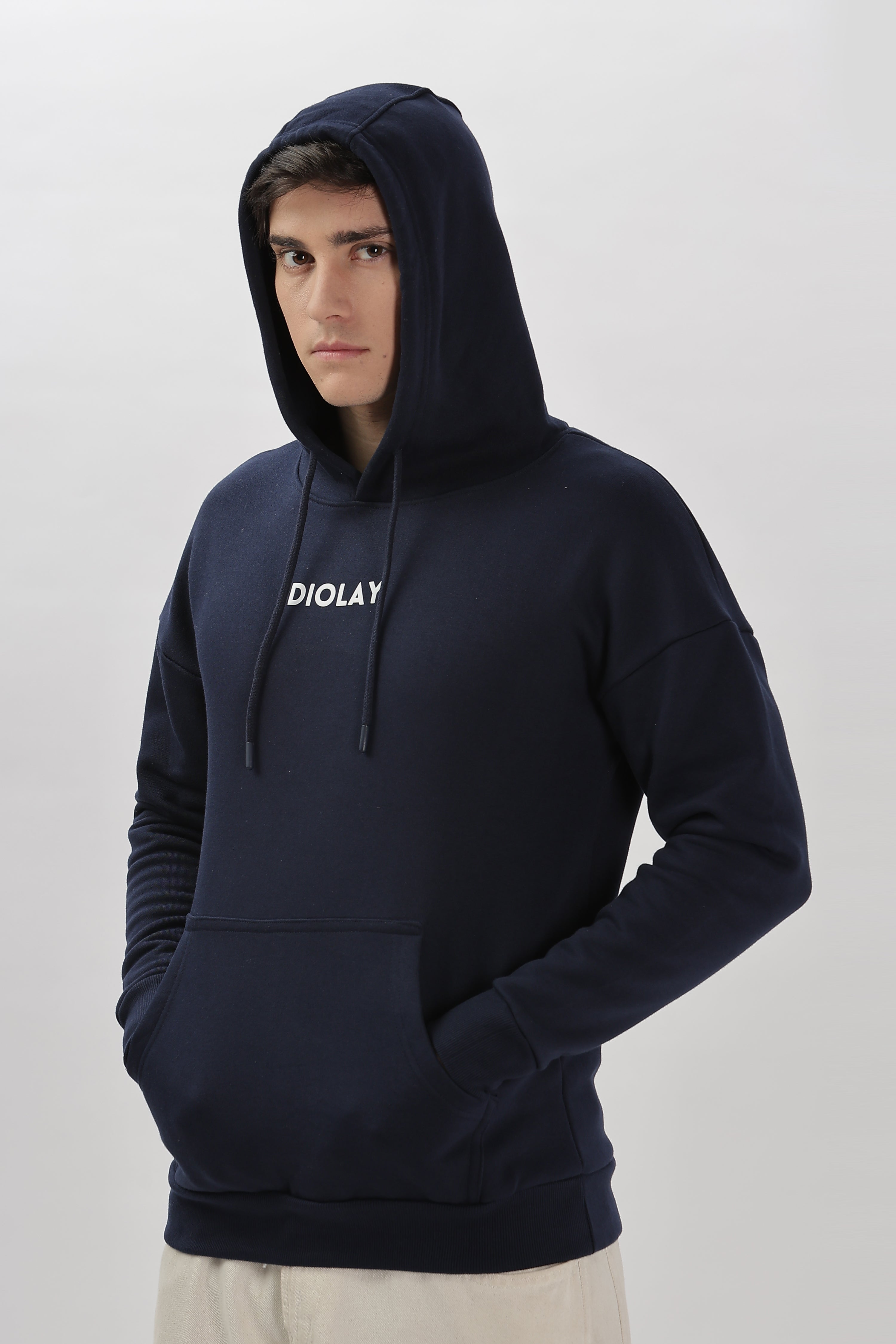 Solid Oversized Fit Navy Blue Hoodie