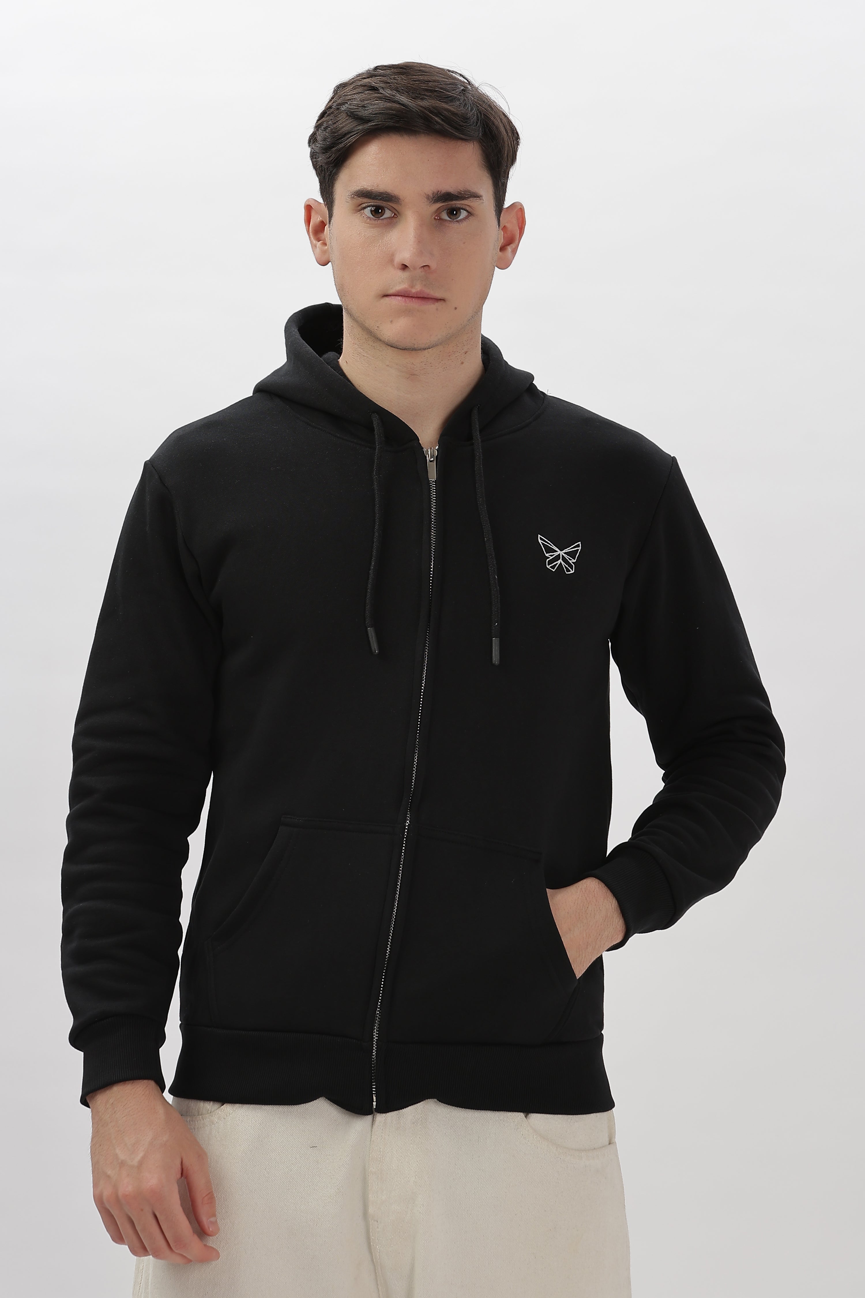 Solid Premium Black Zipper Hoodie