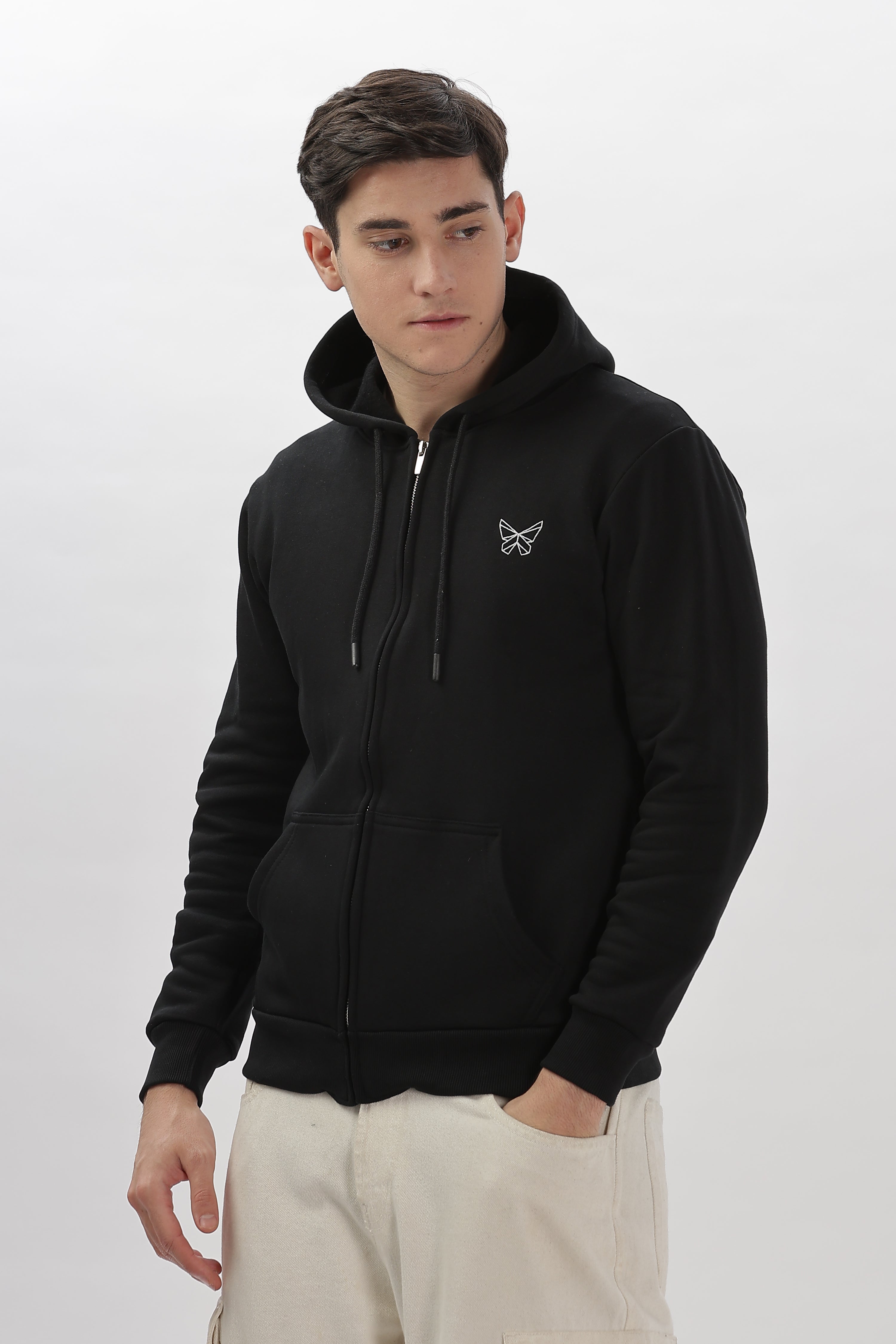 Solid Premium Black Zipper Hoodie