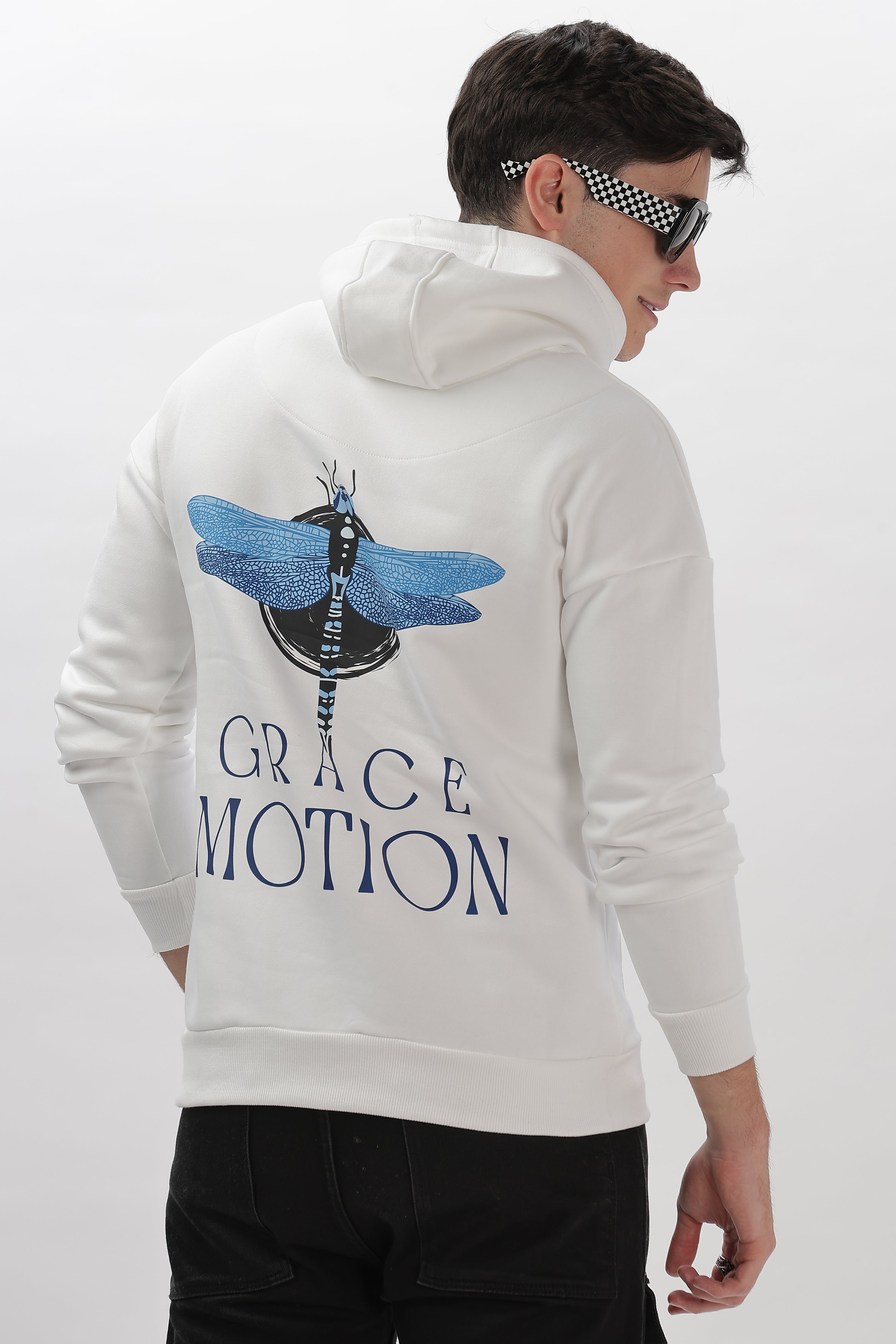 Grace Motion Oversized White Hoodie