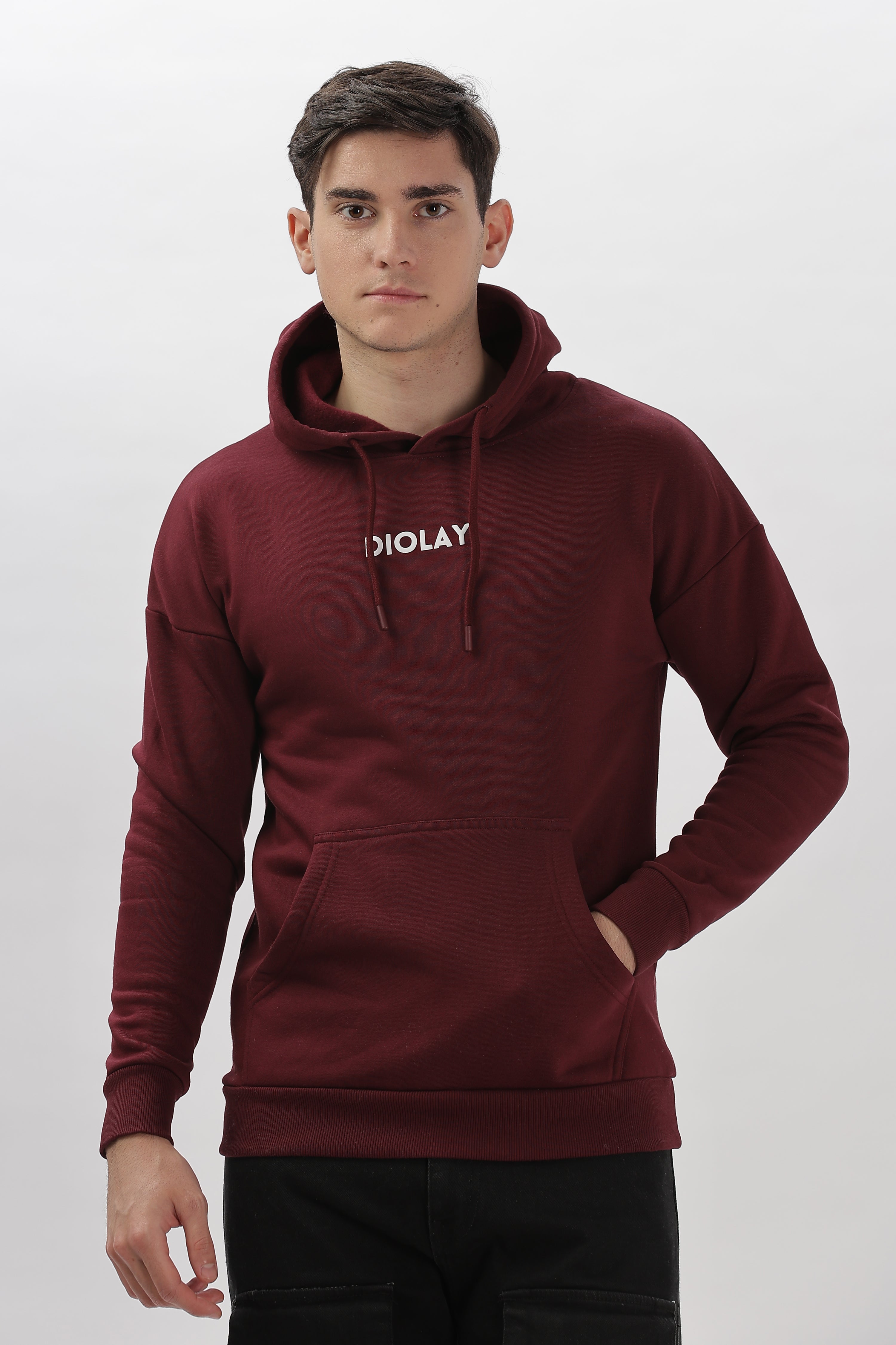 Solid Oversized Fit Pure Maroon Hoodie