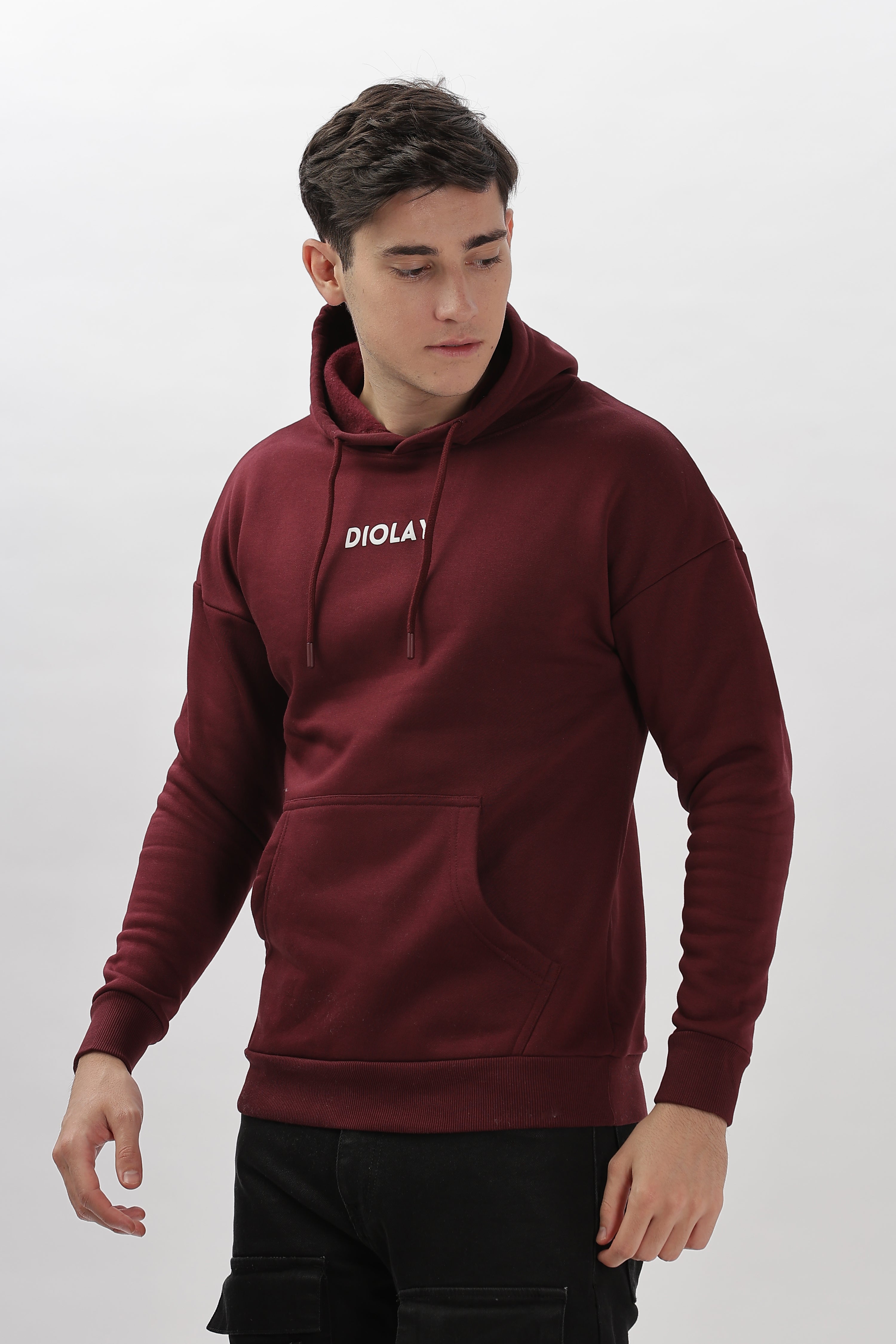 Solid Oversized Fit Pure Maroon Hoodie