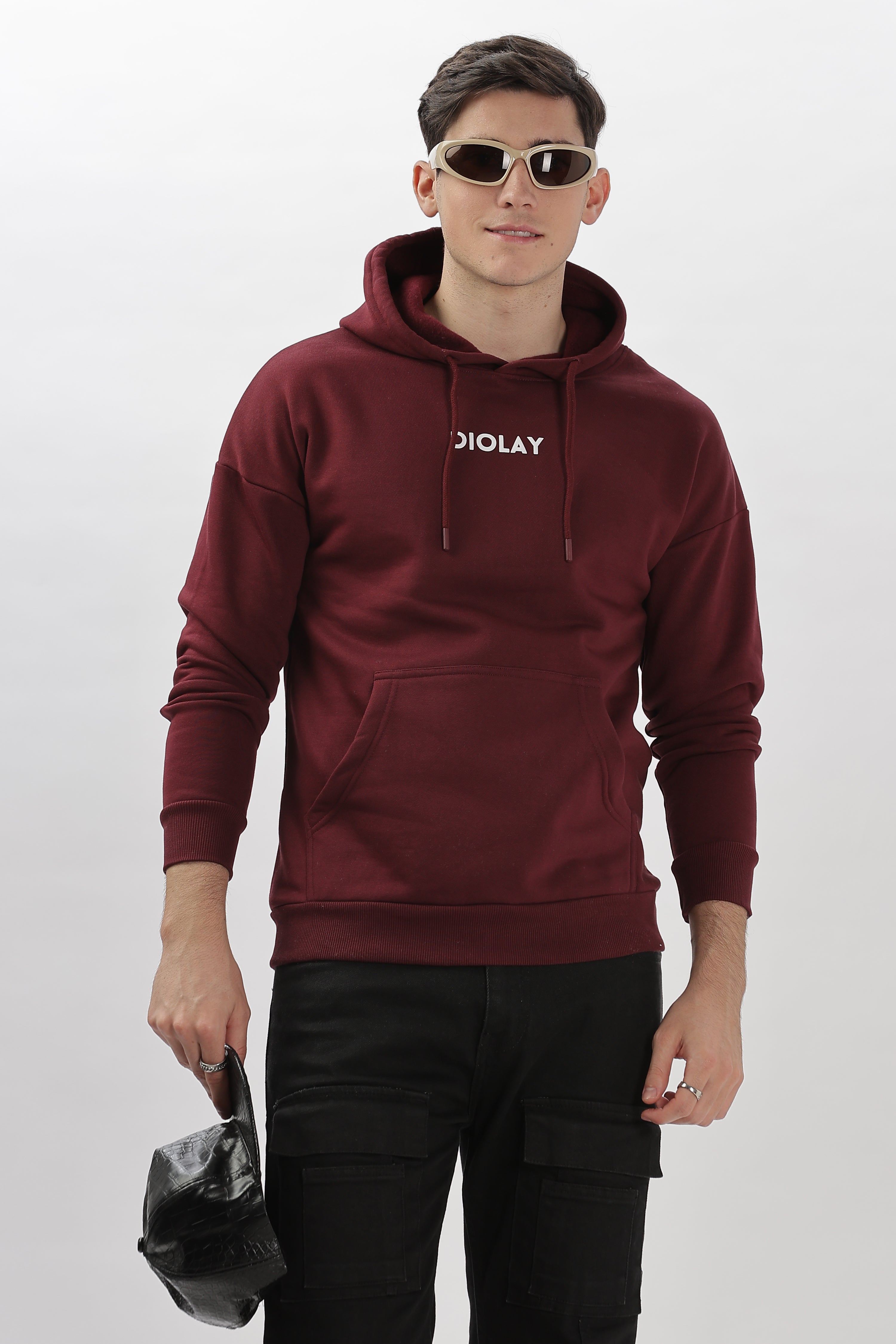 Solid Oversized Fit Pure Maroon Hoodie