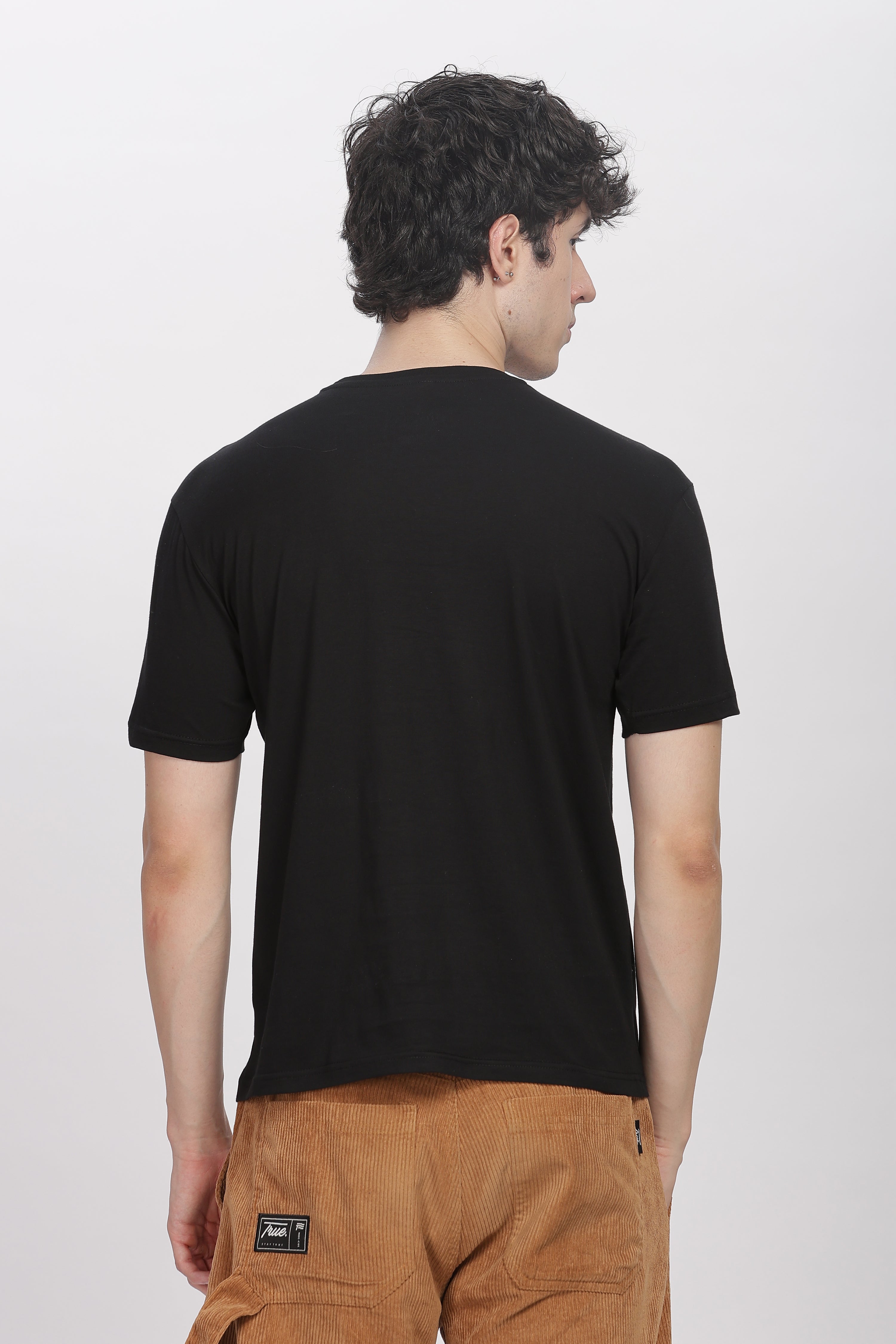 Fractal Regular Fit Supima Black T-Shirt