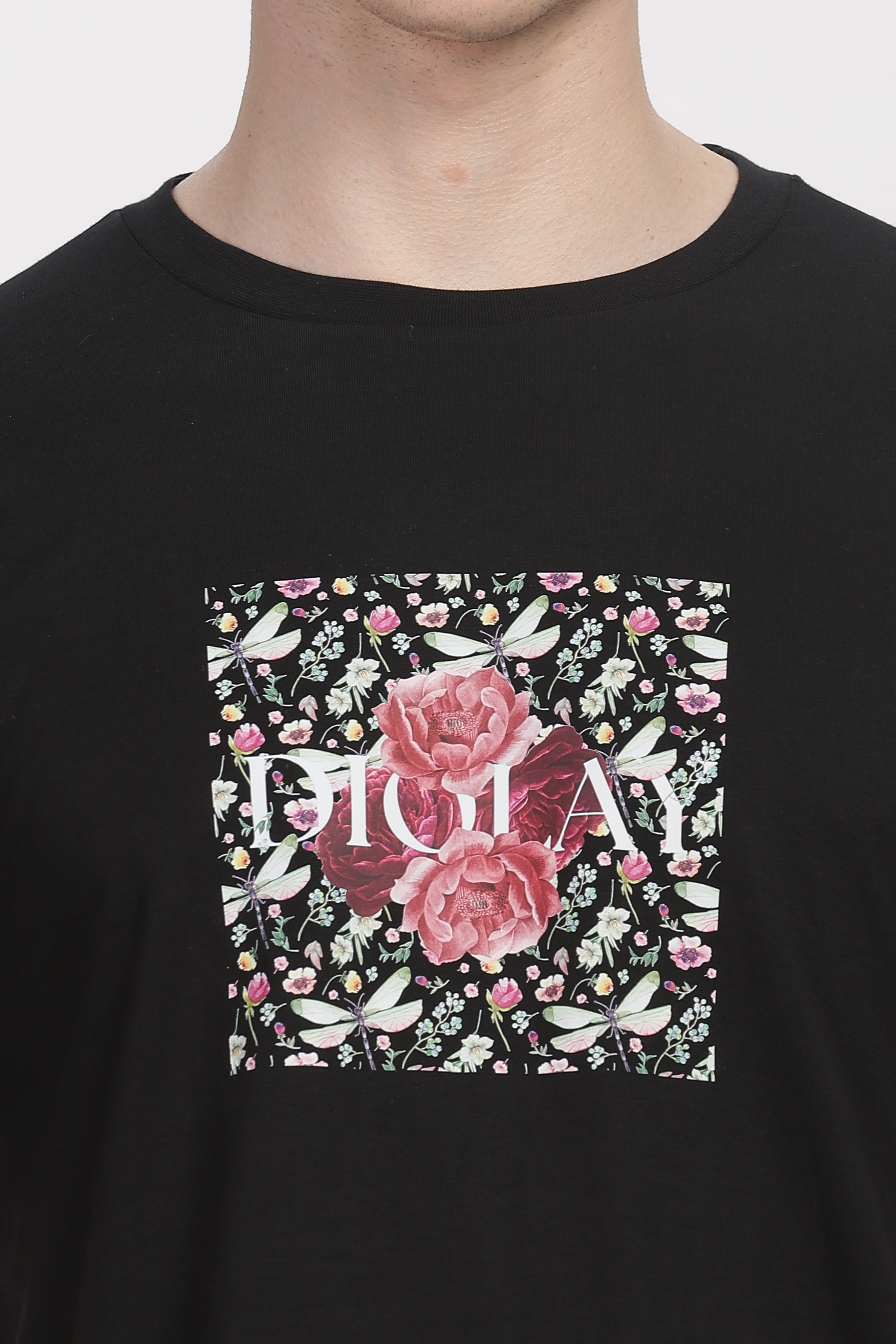 Floral Black Regular Fit Supima T-Shirt