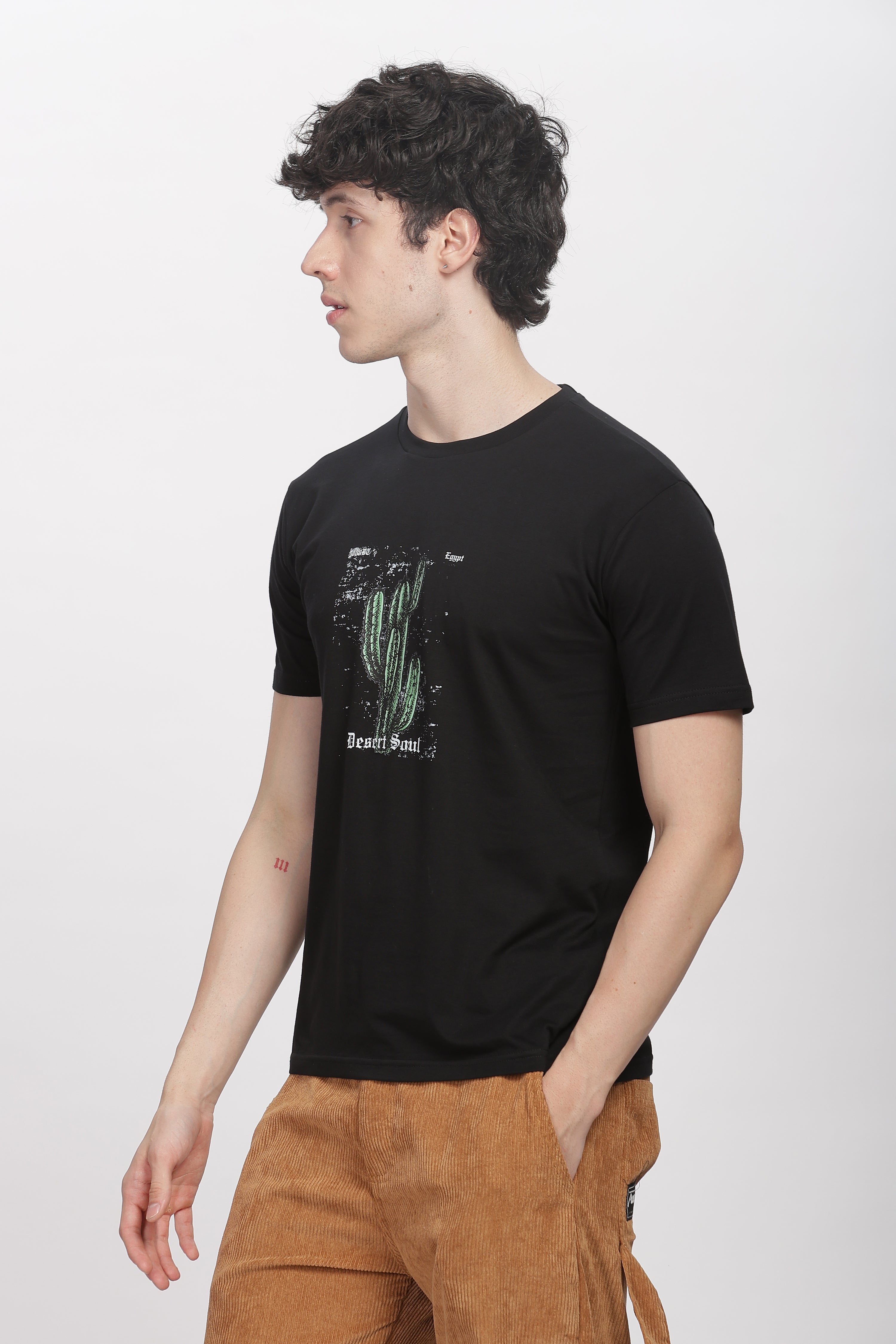 Cacti Essence Supima Regular Fit Black T-Shirt