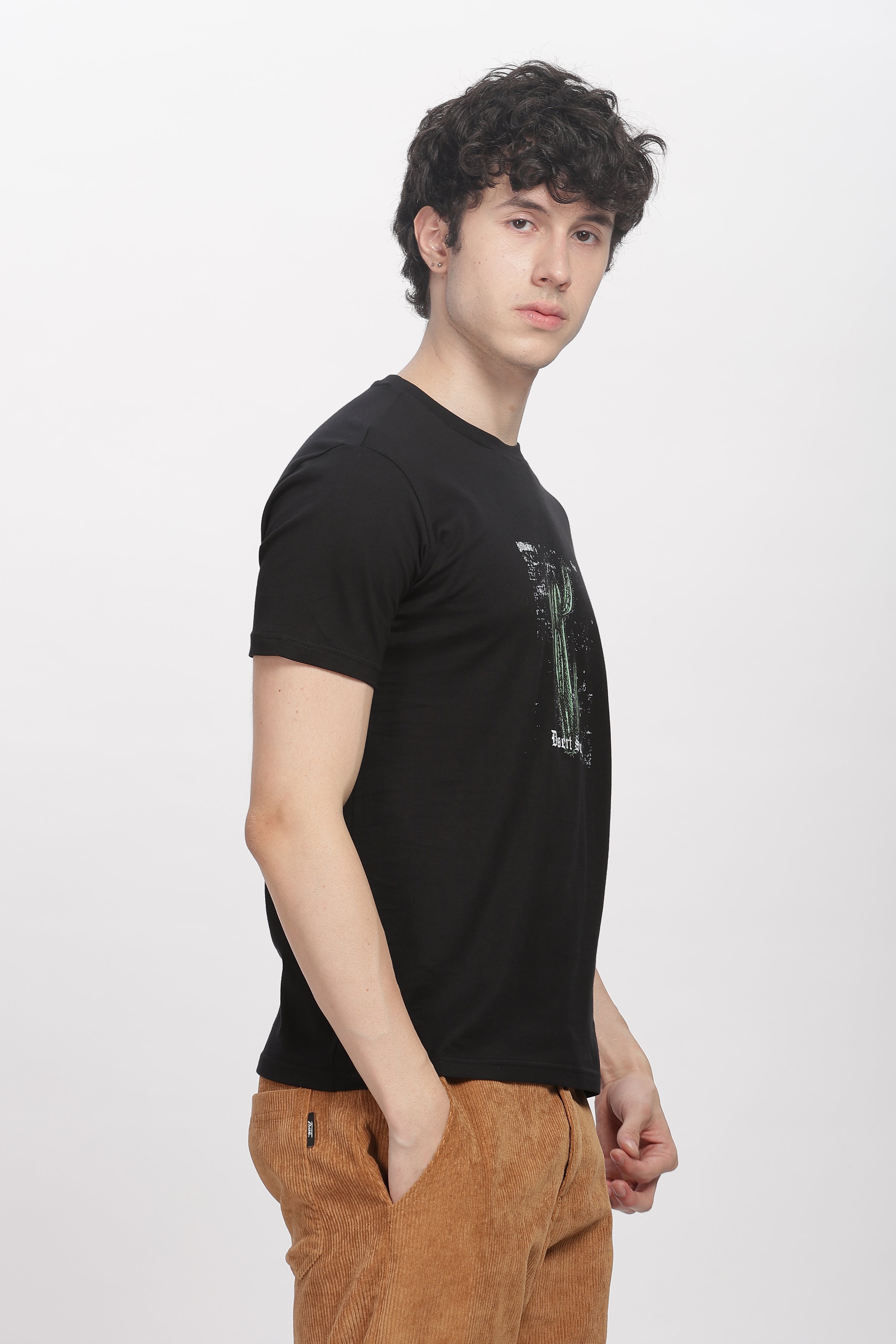 Cacti Essence Supima Regular Fit Black T-Shirt