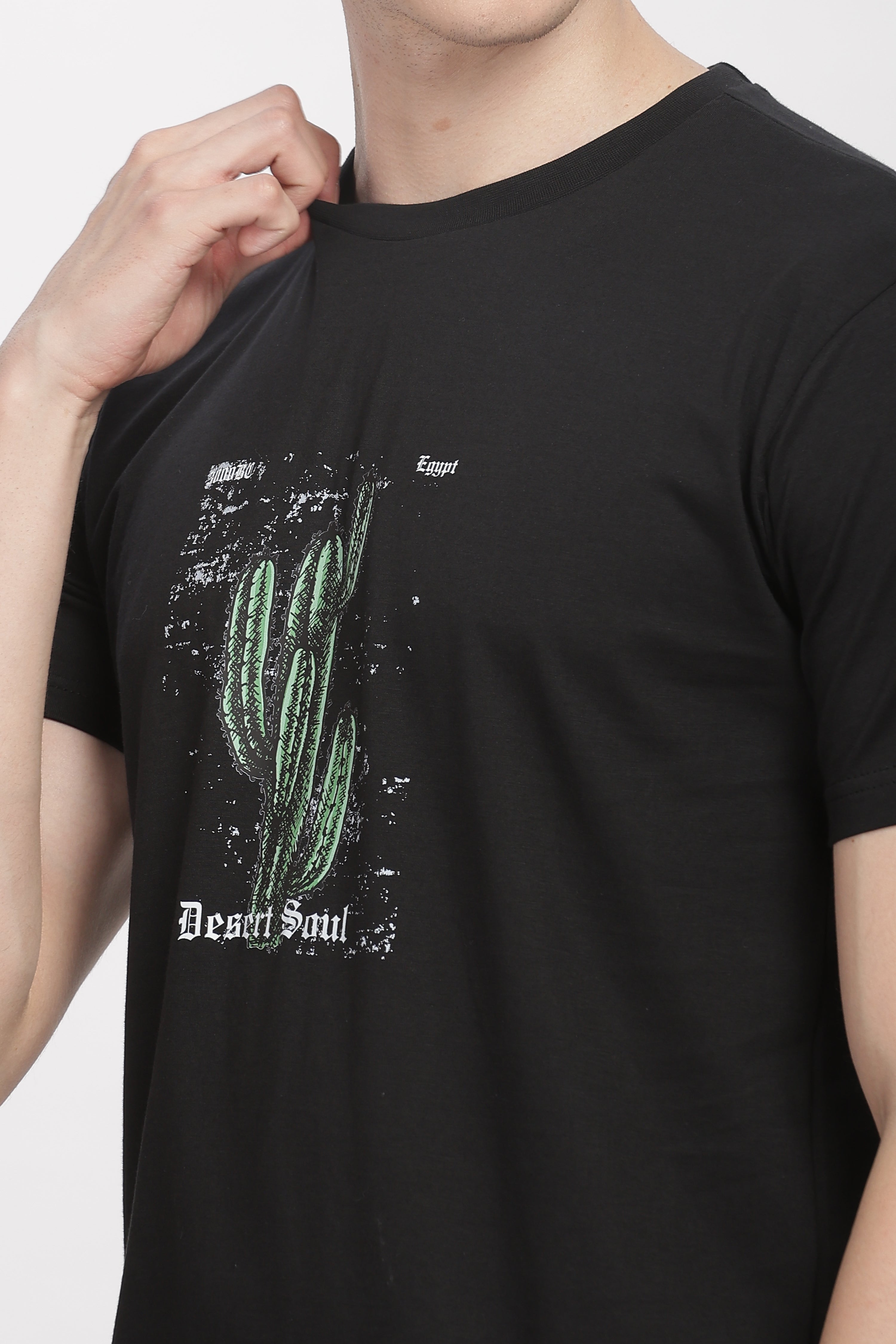 Cacti Essence Supima Regular Fit Black T-Shirt