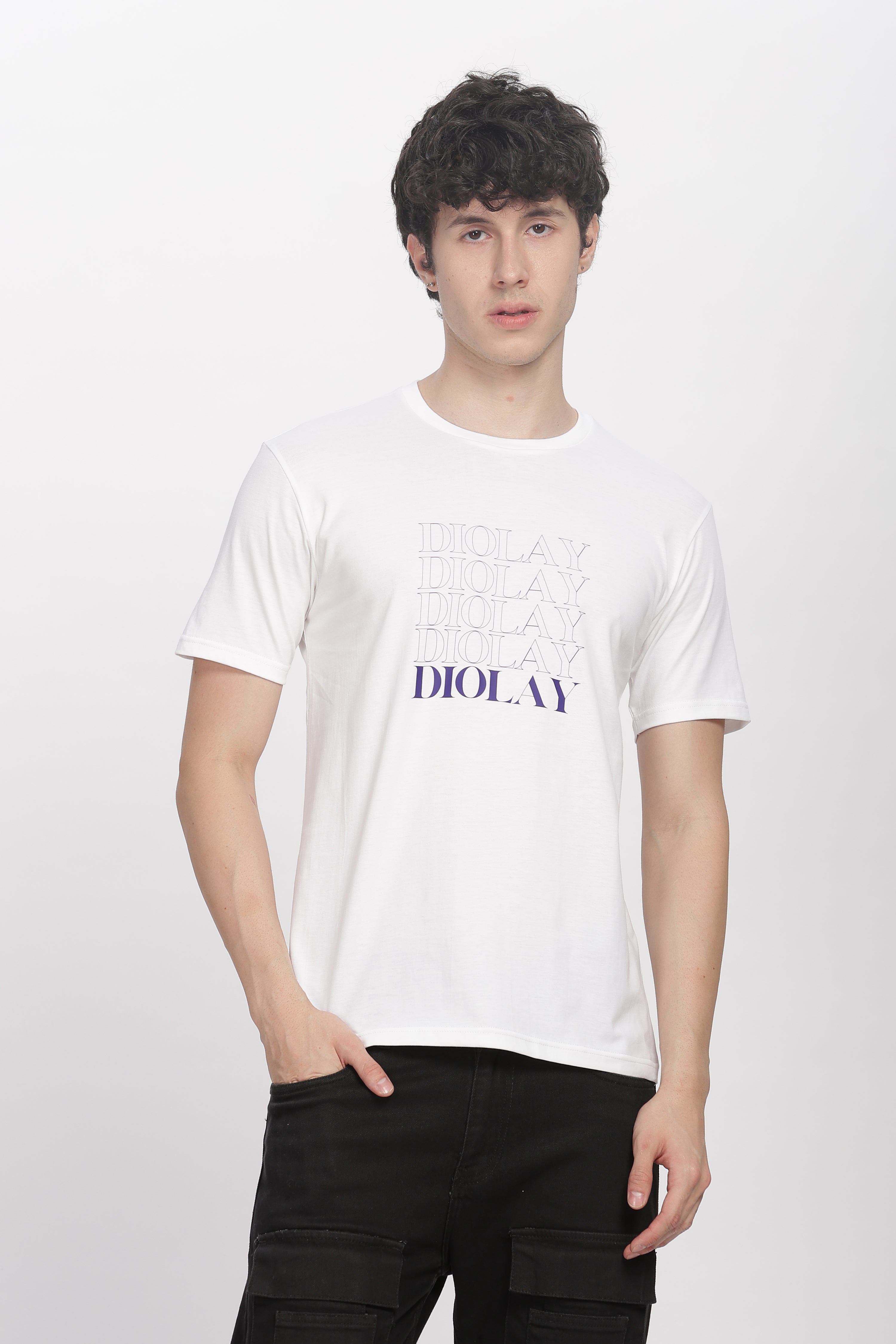 Diolay Spectrum Regular Fit Supima White T-Shirt